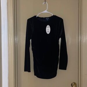 Scoop Black Velvet long sleeve mini dress